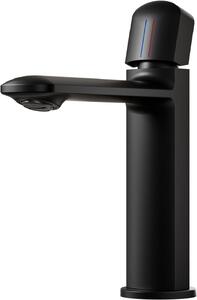 Rubinetto per lavabo in ottone - Miscelatore monocomando - Per uso quotidiano - Design a risparmio idrico - Altezza 20,9 cm - Colore nero