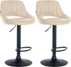 Set con 2 sgabelli da bar regolabili - sedute in Pelle finta - girevoli a 360° | Colore: crema | Materiale del telaio: metallo nero opaco