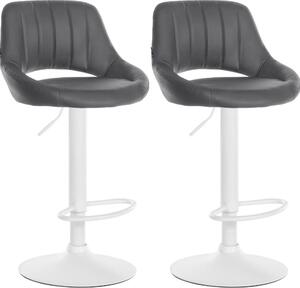 Set con 2 sgabelli da bar regolabili - sedute in Pelle finta - girevoli a 360° | Colore: grigio | Materiale base: metallo bianco opaco