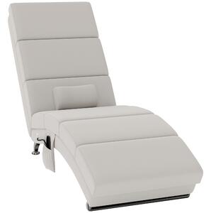 HOMCOM Poltrona relax chaise longue massaggiante e riscaldante con telecomando e cuscino, in tessuto effetto lino, crema