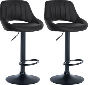 Set con 2 sgabelli da bar regolabili - sedili in Pelle finta - girevoli a 360° | Colore: nero | Materiale del telaio: metallo nero opaco