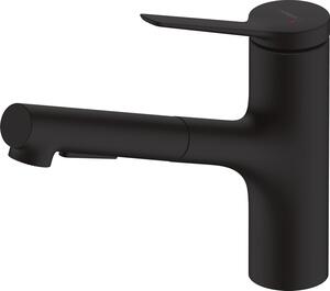Rubinetto da cucina con doccetta - Miscelatore per cucina - Facilita le attività in cucina - Doccetta estraibile - Bocchetta di 150 mm - Nero opaco
