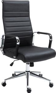Sedia da ufficio esclusiva, seduta ergonomica, pelle bovina di alta qualità, meccanismo girevole | Colore: nero