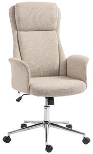Sedia da Ufficio Girevole con Schienale Alto in Ciniglia Beige