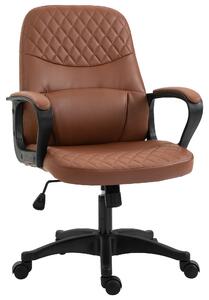 Sedia da Ufficio a Dondolo con 2 Punti Massaggianti e Porta USB, Poltrona da Ufficio in Similcuoio Marrone con Altezza Regolabile, 59x63x92-101cm