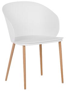 Set di 2 sedie da pranzo bianche in materiale sintetico con gambe in metallo per soggiorno moderno Beliani
