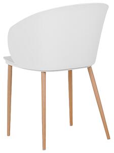 Set di 2 sedie da pranzo bianche in materiale sintetico con gambe in metallo per soggiorno moderno Beliani