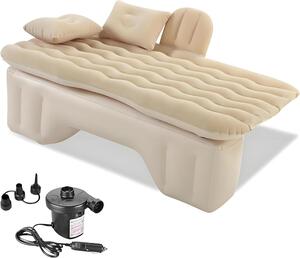 Materasso gonfiabile per il sedile posteriore dell'auto - Materasso ad aria per viaggi e campeggio - Ideale per viaggi e campeggio - Si adatta perfettamente al sedile posteriore - Modello standard - Beige