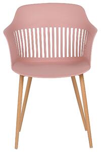 Set di 2 sedie da pranzo rosa materiale sintetico gambe in metallo schienale aperto da lavoro soggiorno moderno Beliani