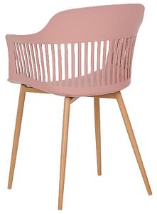 Set di 2 sedie da pranzo rosa materiale sintetico gambe in metallo schienale aperto da lavoro soggiorno moderno Beliani