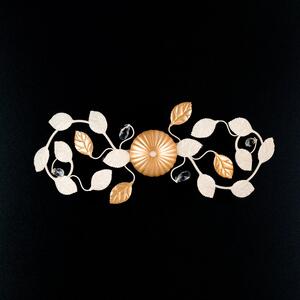 Plafoniera classica Gardenia 2 luci in ferro avorio oro con mandorle cristallo