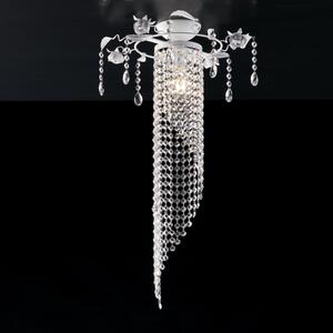 Plafoniera Classico Bianco Shabby Chic Con Strass In Cristallo 1 Luce Lolita