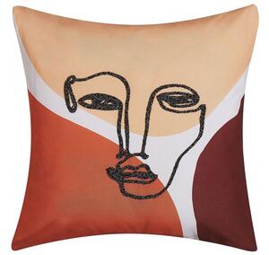 Cuscino decorativo Motivo viso Multicolore 45 x 45 cm Arredamento moderno Rubdekia Beliani