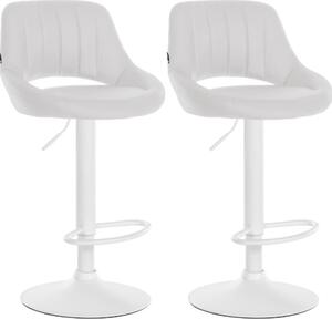 Set con 2 sgabelli da bar regolabili - sedute in Pelle finta - girevoli a 360° | Colore: bianco | Materiale base: metallo bianco opaco