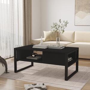 Tavolino 'Laukaa' struttura rettangolare in metallo 100 x 60 x 45 cm nero