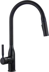 Rubinetto da cucina estraibile - Rubinetto per lavello - Facilita i lavori in cucina - 2 getti - Rotazione a 360° - Nero