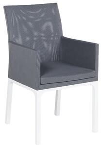 Set di 8 sedie da giardino grigio con base in alluminio bianco cuscini ad asciugatura rapida Beliani