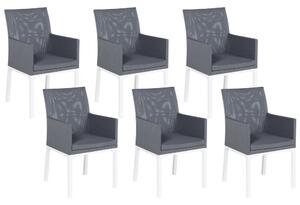 Set di 6 sedie da giardino rivestimento in Textilene grigio gambe bianche in alluminio schiuma ad asciugatura rapida Beliani