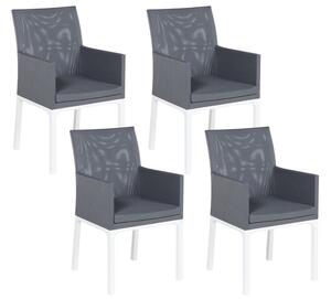 Set di 4 sedie da giardino rivestimento in Textilene grigio gambe bianche in alluminio schiuma ad asciugatura rapida Beliani