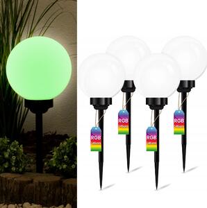 LUMILED set di 4 luci LED solari a globo per giardino esterno con picchetto a terra RGB multicolore ∅15 IP44 luce da giardino a globo luce da esterno lampada da terra luce da sentiero