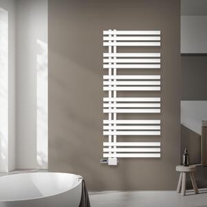 LuxeBath radiatore da bagno Iron EM 600x1400mm Bianco Connessione laterale Set di connessione Termostato Universale Angolare e passante, design, senza elemento riscaldante