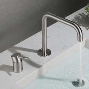 Rubinetto per lavabo da bagno - Miscelatore per lavabo - Uso quotidiano - Acciaio inossidabile spazzolato - Bocchetta alta - Finitura spazzolata