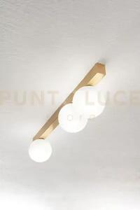 Applique in metallo oro opaco e vetro bianco acidato snooky 3 luci 