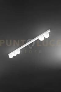 Applique in metallo bianco e vetro bianco acidato snooky 5 luci att
