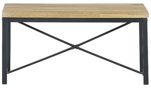 Set da pranzo Piano in legno chiaro Struttura in acciaio Nero Tavolo rettangolare 110 x 70 cm 4 posti con 2 sedie e panca Beliani