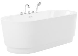 Vasca da bagno freestanding bianco sanitario acrilico ovale singolo 170 x 80 cm con infissi design moderno minimalista Beliani