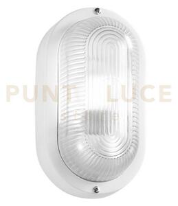 Applique turtle bianca ovale liscia in vetro ip54 1 luce attacco e2