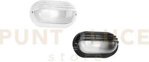 Applique turtle bianca ovale con palpebra in vetro ip54 1 luce atta