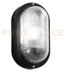Applique turtle nera ovale liscia in vetro ip54 1 luce attacco e27 