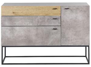 Cassettiera in legno chiaro e grigio 3 cassetti base in metallo industriale Beliani
