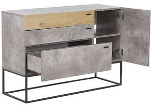 Cassettiera in legno chiaro e grigio 3 cassetti base in metallo industriale Beliani