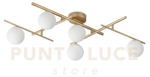 Atlas plafoniera 5 luci attacco g9 colore oro in metallo e diffusor
