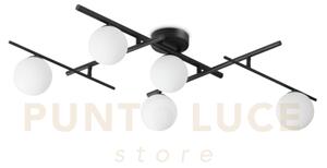 Atlas plafoniera 5 luci attacco g9 colore nero in metallo e diffuso