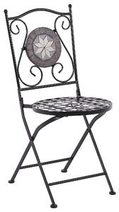 Set di 2 sedie da giardino in metallo Nero pieghevoli con schienale intagliato a mosaico modello stile vintage Beliani