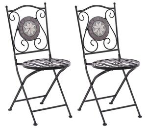 Set di 2 sedie pieghevoli in metallo nero con mosaico Beliani