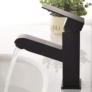 Rubinetto per lavabo - Rubinetto da bagno per lavabo - Risparmio idrico - Acciaio inossidabile senza piombo - 35 mm - Nero