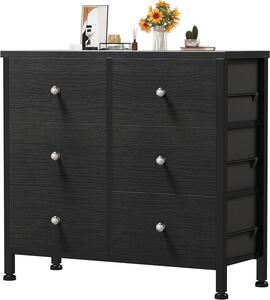 Comodino con cassetti - Contenitore in tessuto - Organizzazione degli spazi - Con piano in legno - 31.5 x 28.7 pollici - Nero