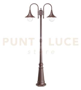 Cima palo da giardino ip43 2 luci attacco e27 alluminio coffee h.216cm