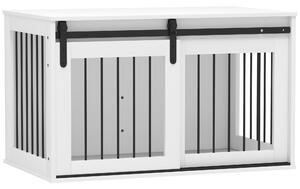 PawHut Box per cani con porta scorrevole, ventilazione, pannello truciolare e acciaio, 98 x 58 x 61 cm, noce | Aosom Italy