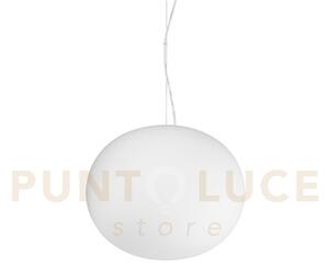 Cotton lampadario sospeso in vetro bianco 1 luce attcco e27 d.30cm