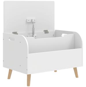 AIYAPLAY Cassapanca porta giocattoli per bambini, cassapanca porta giocattoli, coperchio ribaltabile e scomparto aperto, 60x40x43cm, bianco | Aosom Italy
