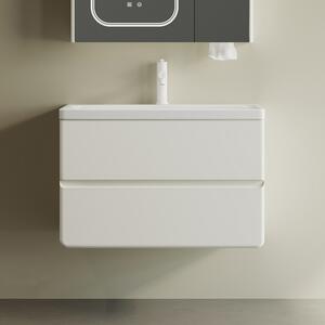Mobile bagno 80 cm color bianco crema lavabo integrato | KAM-SM80 - KAMALU