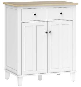 HOMCOM Buffet da cucina mobile contenitore per camera, salotto o ufficio con 2 porte e 2 cassetti 76 x 48 x 91 cm bianco | Aosom Italy