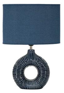 Lampada da tavolo blu in ceramica con paralume in tessuto (altezza totale 43 cm) Seta – Mauro Ferretti