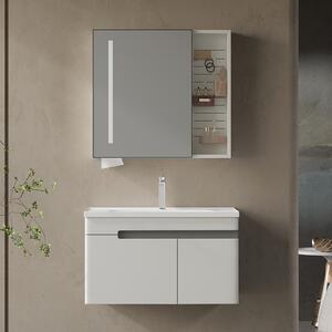 Kamalu mobile bagno 80 cm lavabo integrato e specchio contenitore | kam-ns80