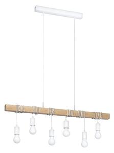Lampadario A Sospensione Townshend Acciaio Legno 6 Luci E27 Ip20